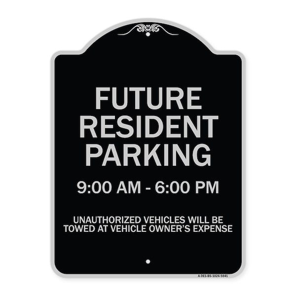 Designer Series-Future Resident Parking 9:00 To 6:00 Black & Silver, 24" x 18", BS-1824-9841